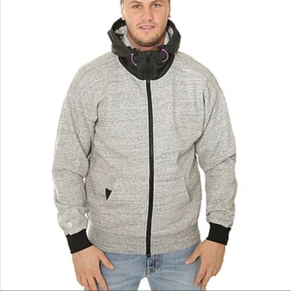 💖MEGA SALE💖 CONVERSE SWEATSHIRT MIXED MEDIA ZIP Grey Men's Size 10017907-A01